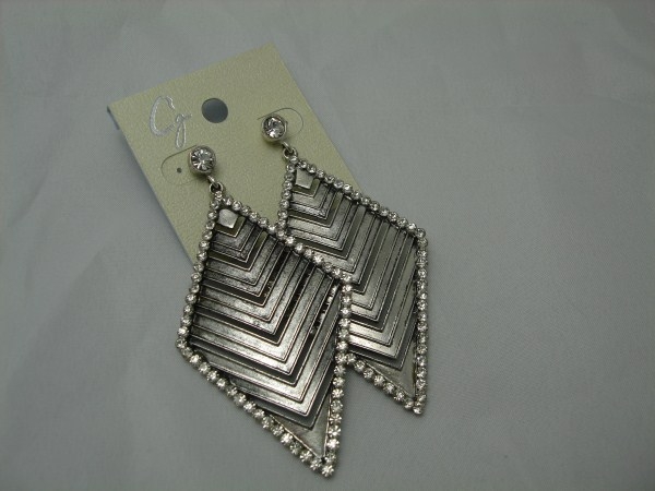 Crystal Stone Silver Tone Earring